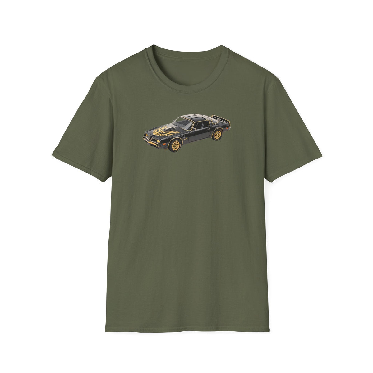 1977 Pontiac Firebird T/A Trans Am Starlite Black with Golden Eagle Hood - Inspired T-Shirt - American Muscle-Modelcars.com-ModelCars.com
