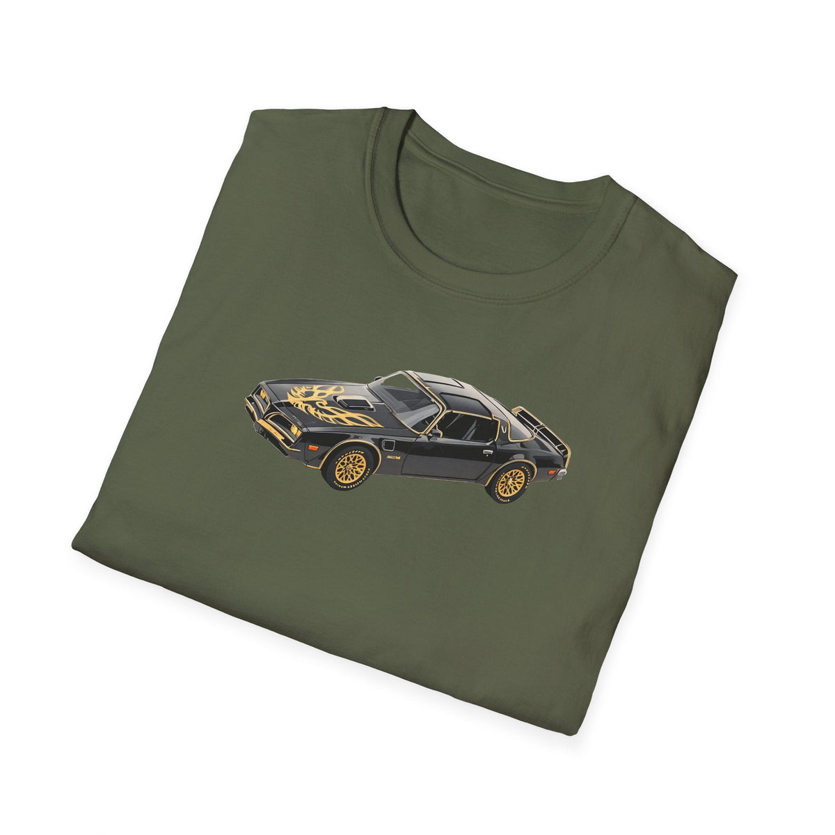 1977 Pontiac Firebird T/A Trans Am Starlite Black with Golden Eagle Hood - Inspired T-Shirt - American Muscle-Modelcars.com-ModelCars.com
