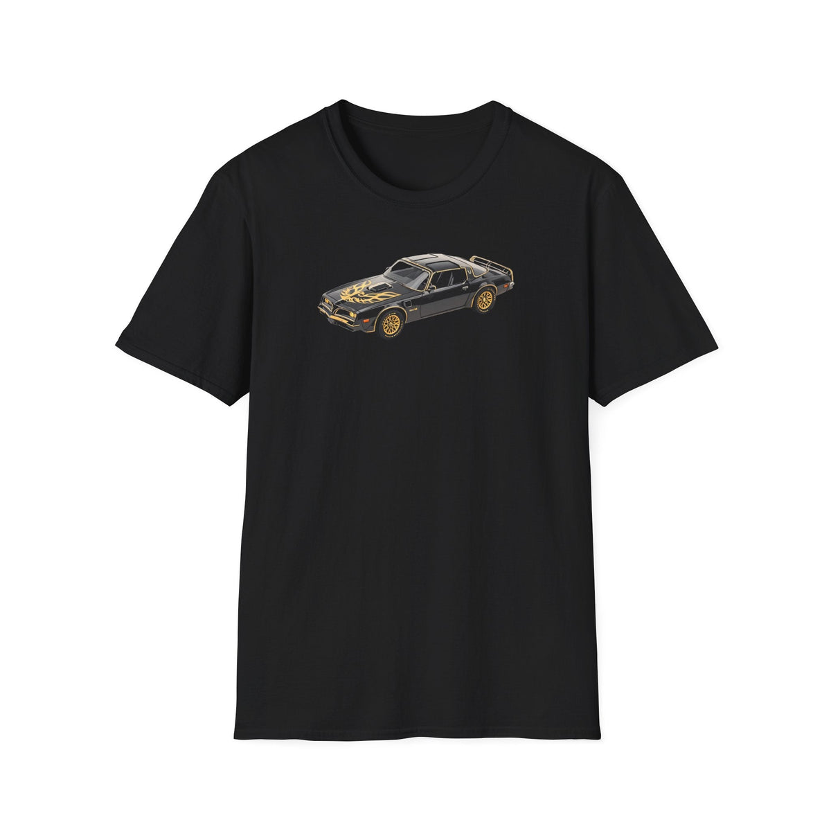 1977 Pontiac Firebird T/A Trans Am Starlite Black with Golden Eagle Hood - Inspired T-Shirt - American Muscle-Modelcars.com-ModelCars.com