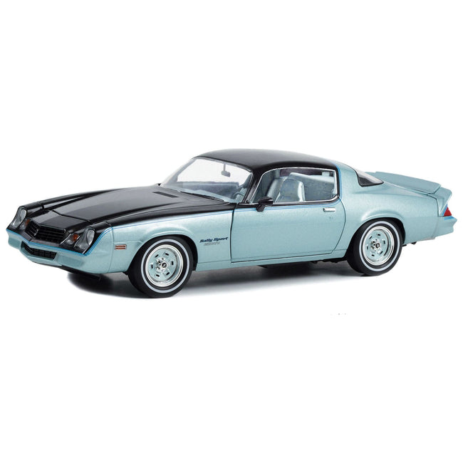 1978 Chevrolet Camaro Rally Sport Light Blue Metallic and Black with Blue Interior 1/18 Diecast Model Car by Greenlight - Greenlight - ModelCars.com