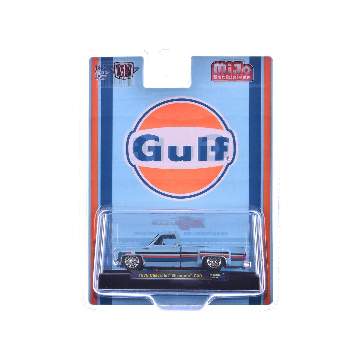 1978 Chevrolet Silverado 30 Pickup Truck "Gulf Oil" Light Blue with Stripes Limited Edition to 10560 pieces Worldwide 1/64 Diecast Model Car by M2 Machines-M2-ModelCars.com