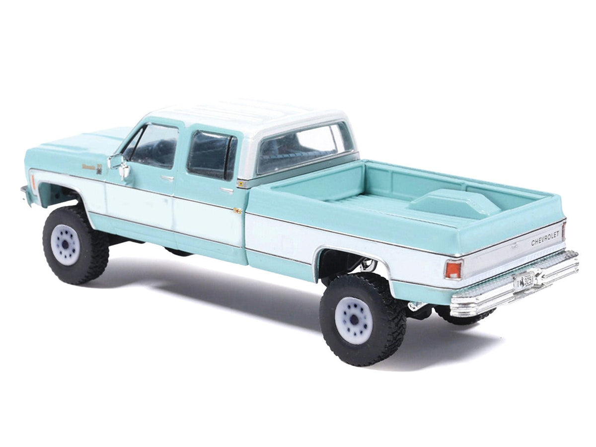 1978 Chevrolet Silverado K30 Crew Cab Pickup Truck Light Blue and White with Blue Interior 1/64 Diecast Model by IXO Models-IXO-ModelCars.com