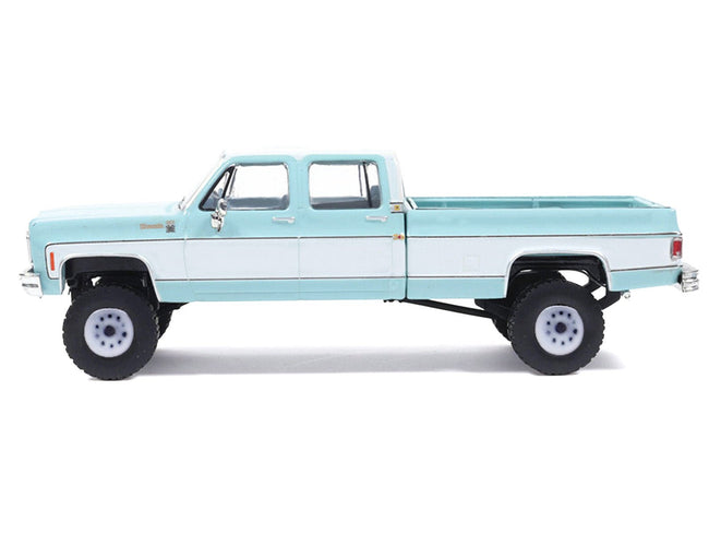 1978 Chevrolet Silverado K30 Crew Cab Pickup Truck Light Blue and White with Blue Interior 1/64 Diecast Model by IXO Models-IXO-ModelCars.com