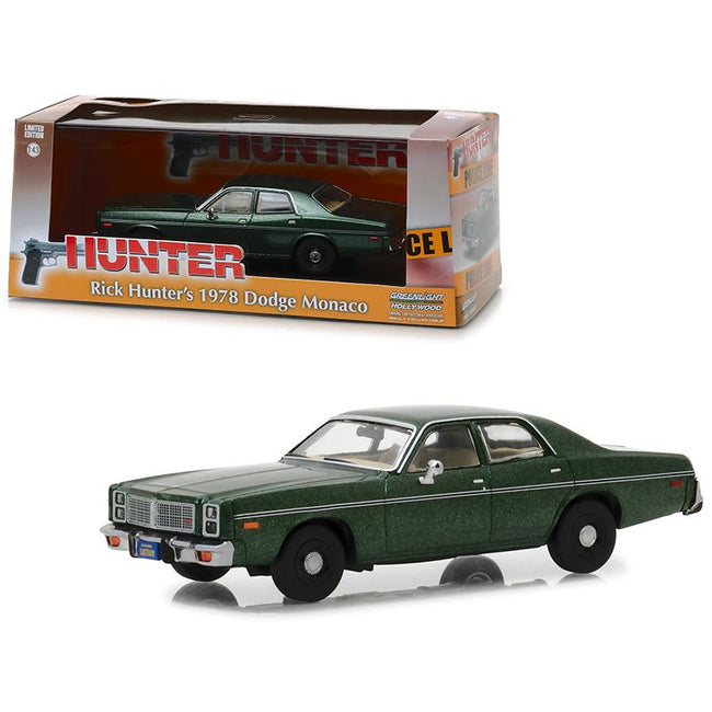 1978 Dodge Monaco (Rick Hunter's) Green "Hunter" (1984-1991) TV Series 1/43 Diecast Model Car by Greenlight-Greenlight-ModelCars.com