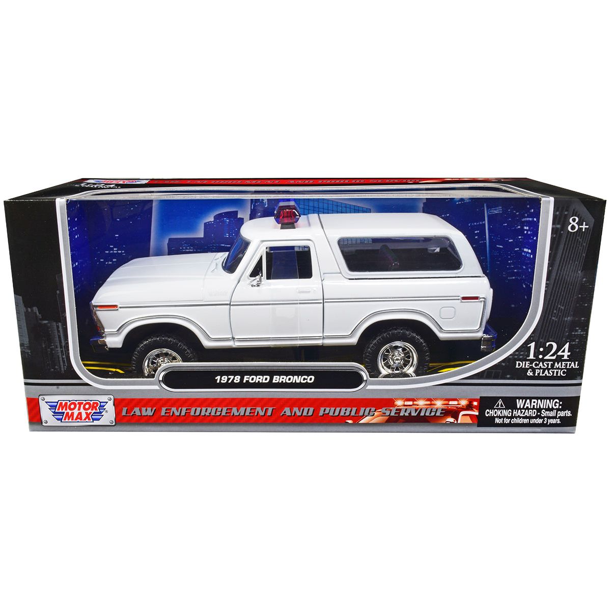 1978 Ford Bronco Police Car Unmarked White "Law Enforcement and Public Service" Series 1/24 Diecast Model Car by Motormax - Motormax - ModelCars.com