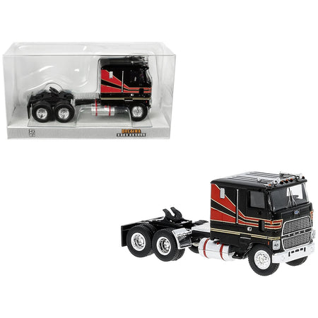1978 Ford CLT 9000 Truck Tractor Black with Red Stripes 1/87 (HO) Scale Model Car by Brekina-Brekina-ModelCars.com