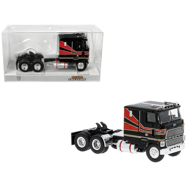 1978 Ford CLT 9000 Truck Tractor Black with Red Stripes 1/87 (HO) Scale Model Car by Brekina-Brekina-ModelCars.com