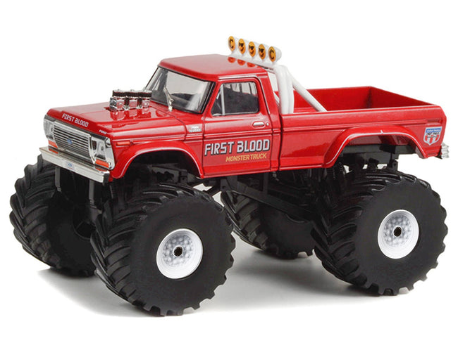 1978 Ford F-250 Monster Truck with 66-Inch Tires "First Blood" Red "Kings of Crunch" Series 1/43 Diecast Model Car by Greenlight-Greenlight-ModelCars.com