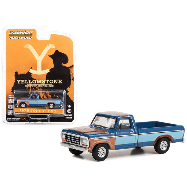 1978 Ford F - 250 Pickup Truck Blue and Light Blue Two - Tone (Rusted) "Yellowstone" (2018 - Current) TV Series "Hollywood Series" Release 38 1/64 Diecast Model Car by Greenlight - Greenlight - ModelCars.com