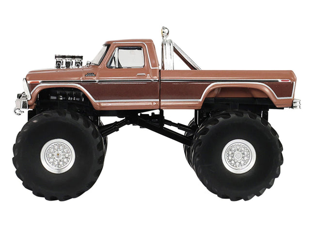 1978 Ford F-350 Monster Truck with 66-Inch Tires "BFT" Brown Two-Tone "Kings of Crunch" Series 1/43 Diecast Model Car by Greenlight-Greenlight-ModelCars.com