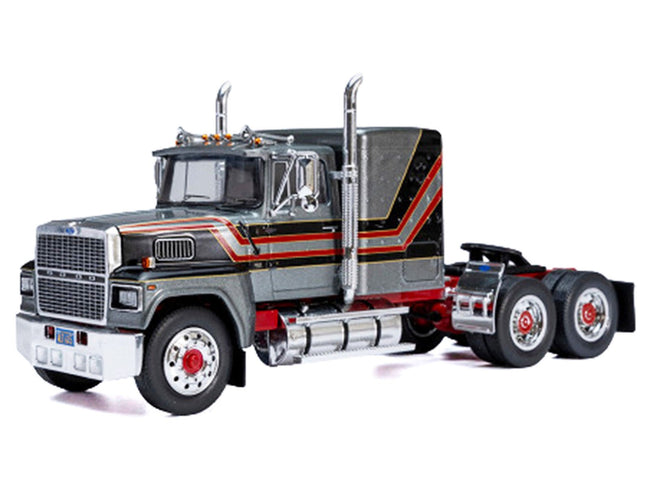 1978 Ford LTL 9000 Truck Tractor Gray Metallic with Red and Black Stripes 1/43 Diecast Model by IXO Models-IXO-ModelCars.com