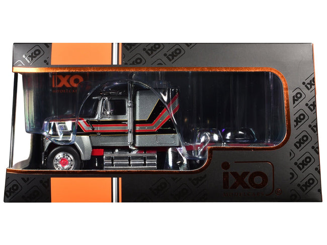 1978 Ford LTL 9000 Truck Tractor Gray Metallic with Red and Black Stripes 1/43 Diecast Model by IXO Models-IXO-ModelCars.com