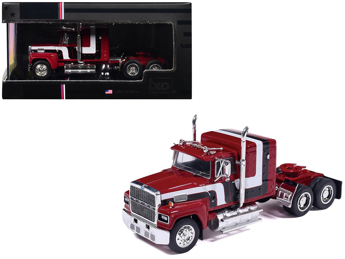 1978 Ford LTL-9000 Truck Tractor Red Metallic with Stripes 1/64 Diecast Model Car by IXO Models-IXO-ModelCars.com