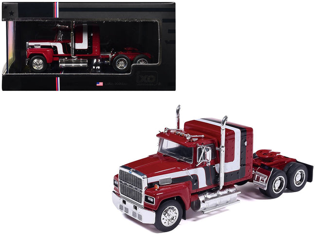 1978 Ford LTL-9000 Truck Tractor Red Metallic with Stripes 1/64 Diecast Model Car by IXO Models-IXO-ModelCars.com
