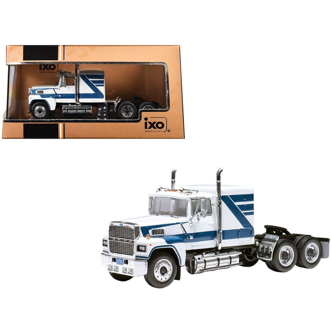 1978 Ford LTL 9000 Truck Tractor White with Blue Stripes 1/64 Diecast Model by IXO Models-IXO-ModelCars.com