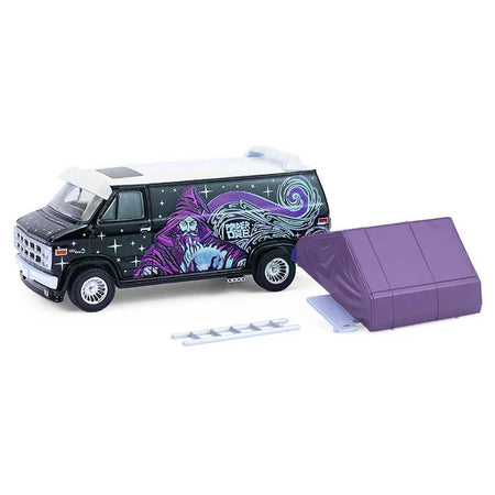 1978 GMC Vandura Custom Van Black with Wizard Graphics and White Top with Camp'otel Cartop Sleeper Tent "The Great Outdoors" Series 4 1/64 Diecast Model Car by Greenlight-Greenlight-ModelCars.com