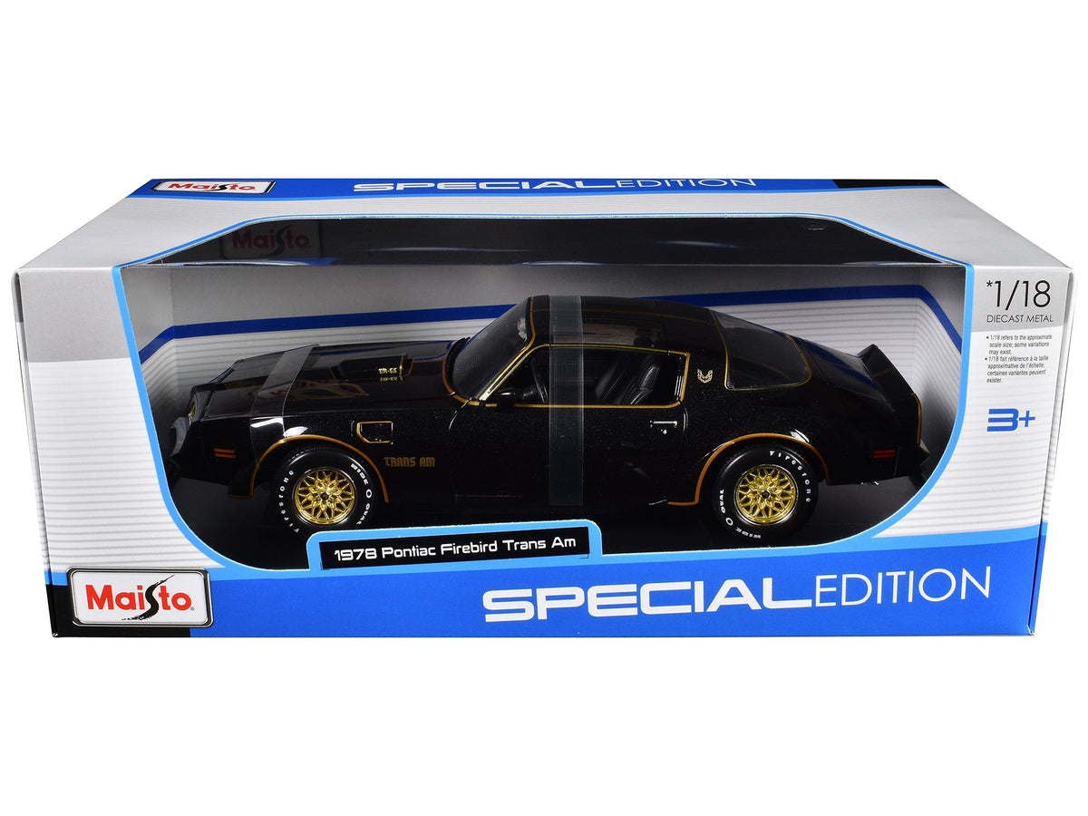 1978 Pontiac Firebird Trans Am Black Metallic with Hood Graphics "Special Edition" Series 1/18 Diecast Model Car by Maisto-Maisto-ModelCars.com