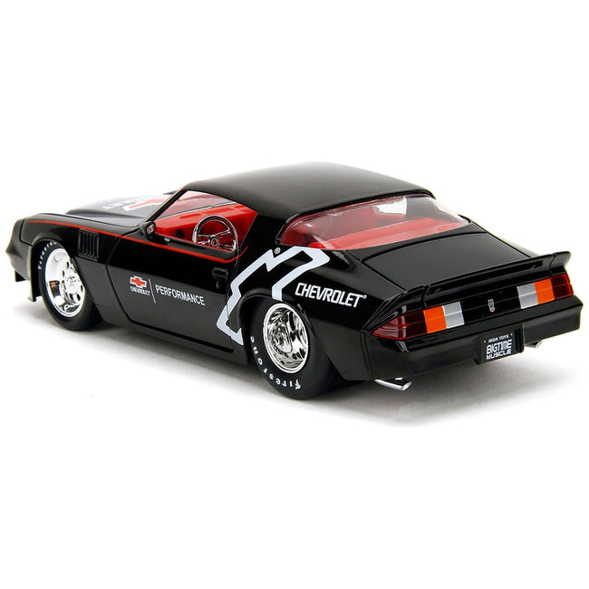 1979 Chevrolet Camaro Z28 "Chevrolet Performance" Black with Carbon Hood and Red Interior "Bigtime Muscle" Series 1/24 Diecast Model Car by Jada-Jada-ModelCars.com