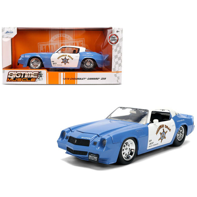 1979 Chevrolet Camaro Z28 Police "Highway Drag" Blue and White "Bigtime Muscle" Series 1/24 Diecast Model Car by Jada-Jada-ModelCars.com