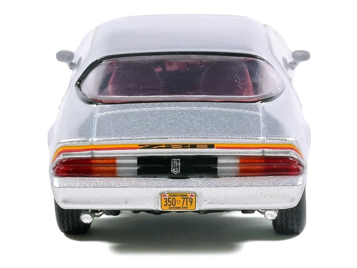 1979 Chevrolet Camaro Z28 Silver Metallic with Stripes and Red Interior 1/64 Diecast Model Car by IXO Models-IXO-ModelCars.com