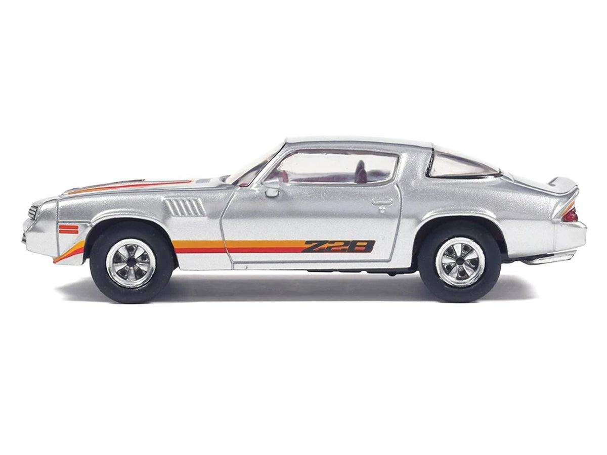 1979 Chevrolet Camaro Z28 Silver Metallic with Stripes and Red Interior 1/64 Diecast Model Car by IXO Models-IXO-ModelCars.com