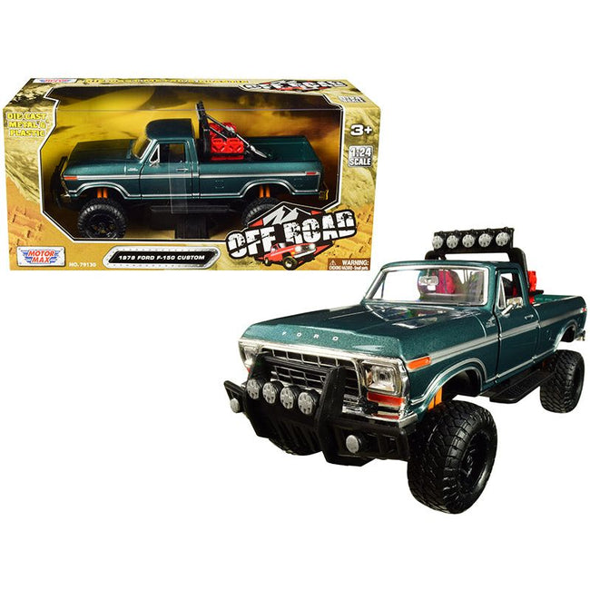1979 Ford F - 150 Custom Off - Road Pickup Truck Green Metallic 1/24 Diecast Model Car by Motormax - Motormax - ModelCars.com