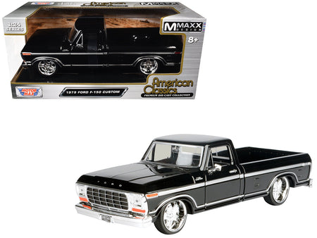 1979 Ford F-150 Custom Pickup Truck Black "Maxx Design" Series 1/24 Diecast Model Car by Motormax-Motormax-ModelCars.com