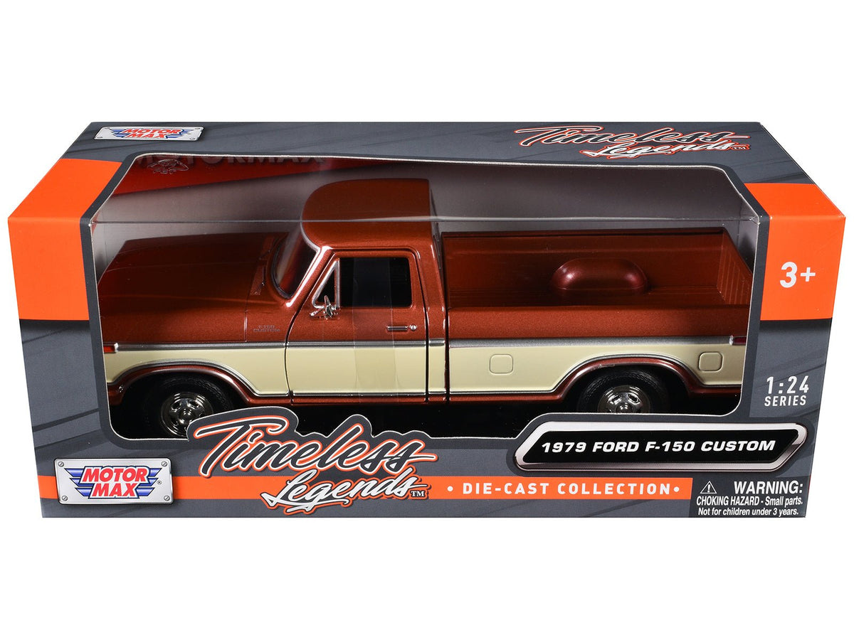 1979 Ford F-150 Custom Pickup Truck Brown Metallic and Cream "Timeless Legends" Series 1/24 Diecast Model Car by Motormax-Motormax-ModelCars.com