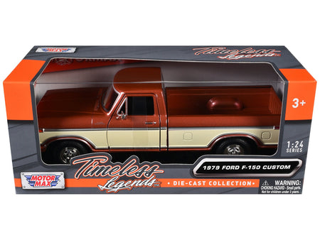 1979 Ford F-150 Custom Pickup Truck Brown Metallic and Cream "Timeless Legends" Series 1/24 Diecast Model Car by Motormax-Motormax-ModelCars.com