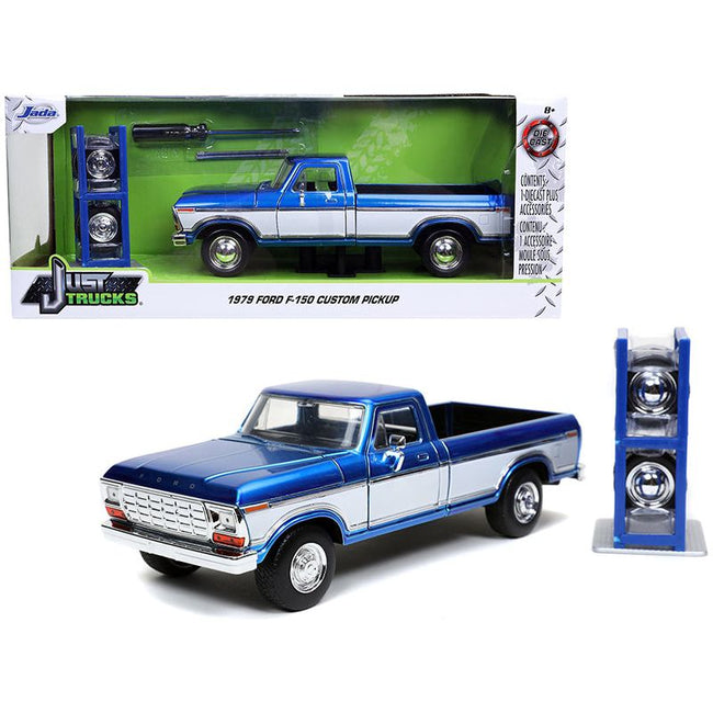 1979 Ford F - 150 Custom Pickup Truck Candy Blue and White with Extra Wheels "Just Trucks" Series 1/24 Diecast Model Car by Jada - Jada - ModelCars.com
