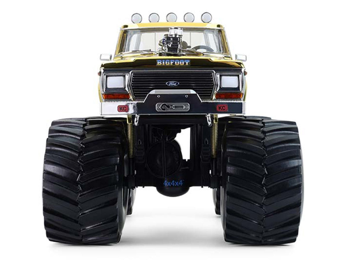 1979 Ford F-250 Monster Truck "Bigfoot #1 50th Anniversary" Gold Chrome with Bob Chandler Standing Figure "Kings of Crunch" Series 1/18 Diecast Model Car by Greenlight-Greenlight-ModelCars.com