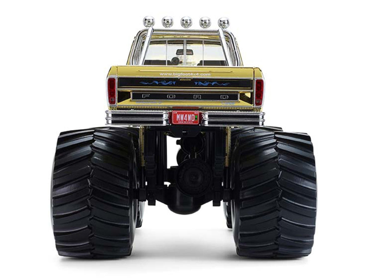 1979 Ford F-250 Monster Truck "Bigfoot #1 50th Anniversary" Gold Chrome with Bob Chandler Standing Figure "Kings of Crunch" Series 1/18 Diecast Model Car by Greenlight-Greenlight-ModelCars.com