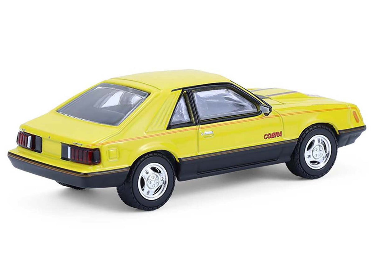 1979 Ford Mustang Cobra Fastback Bright Yellow with Cobra Good Graphics "GreenLight Muscle" Series 30 1/64 Diecast Model Car by Greenlight-Greenlight-ModelCars.com