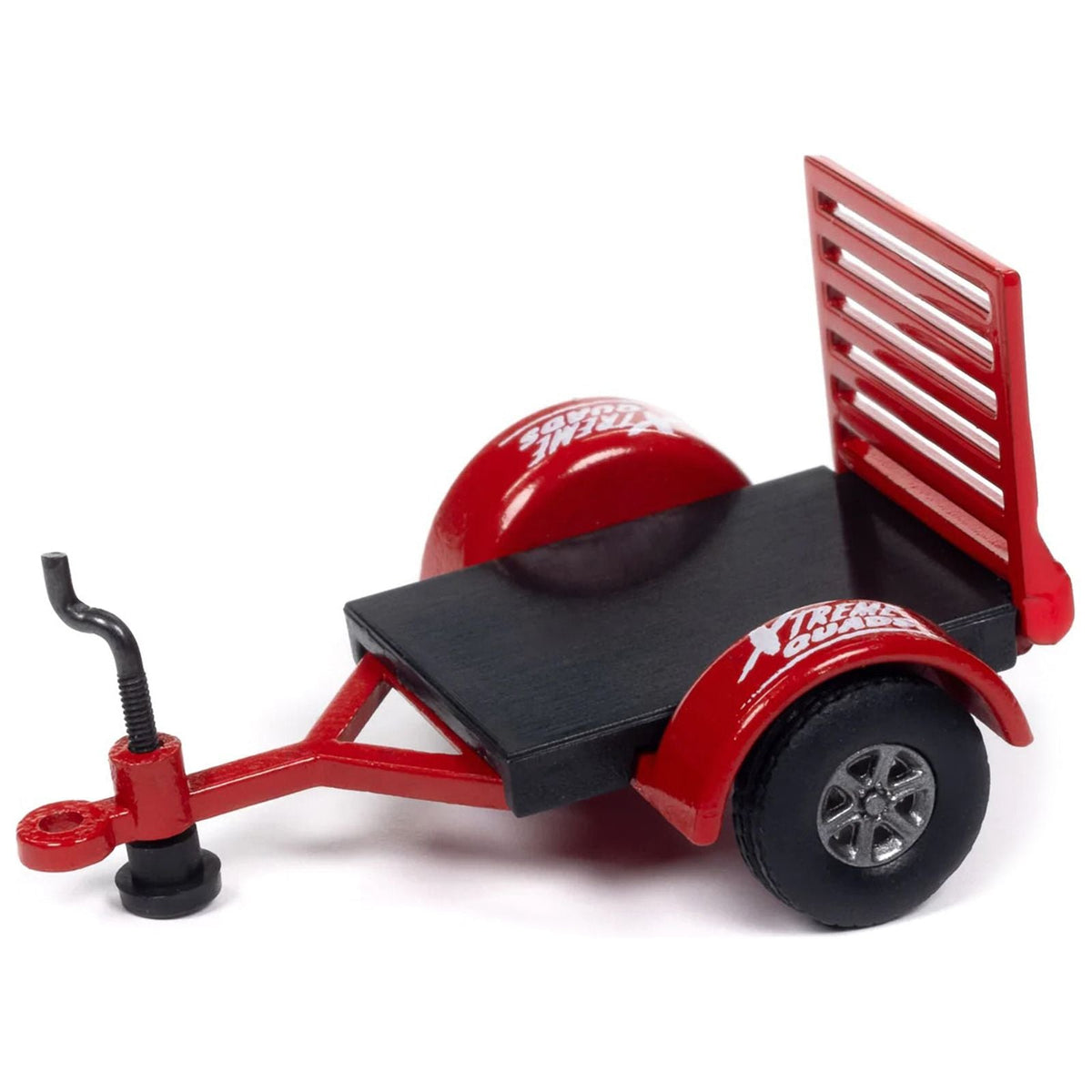 1979 International Scout II Red and Black "Xtreme Quads" with Open Utility Trailer "Tow & Go" Series 1/64 Diecast Model Car by Johnny Lightning - Johnny Lightning - ModelCars.com