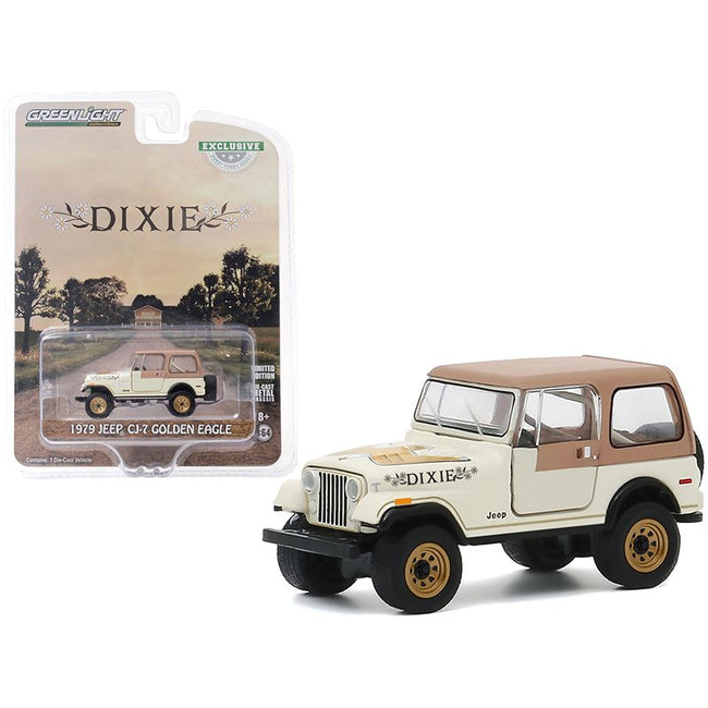 1979 Jeep CJ-7 Golden Eagle "Dixie" Cream with Brown Top "Hobby Exclusive" 1/64 Diecast Model Car by Greenlight-Greenlight-ModelCars.com
