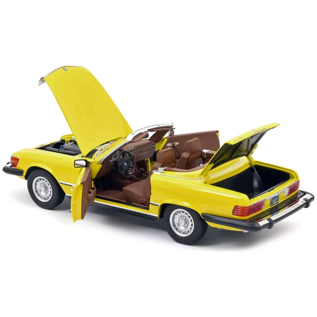 1979 Mercedes - Benz 450 SL Cabriolet (US Version) Yellow with Black Stripes 1/18 Diecast Model Car by Norev - Norev - ModelCars.com