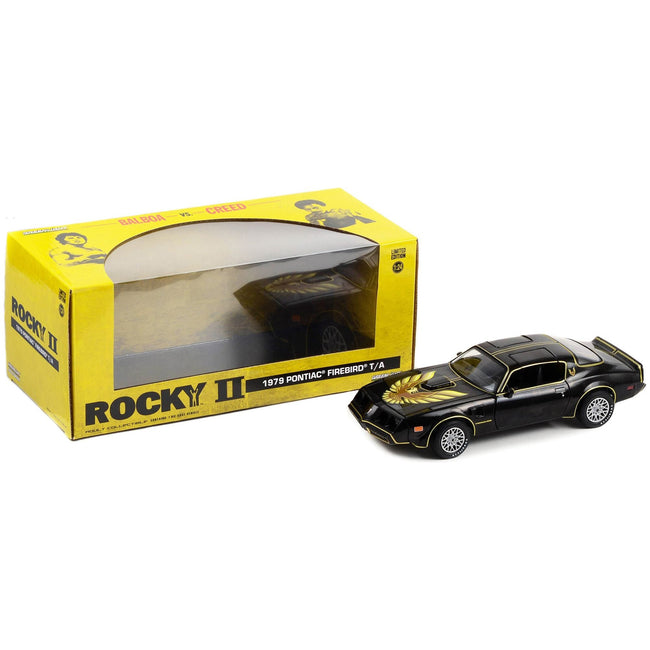 1979 Pontiac Firebird T/A Trans Am Black with Hood Phoenix "Rocky II" (1979) Movie 1/24 Diecast Model Car by Greenlight - Greenlight - ModelCars.com