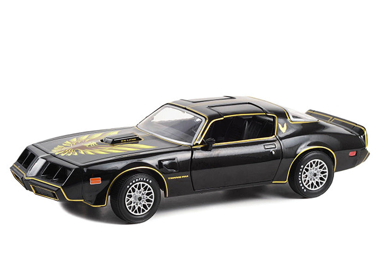 1979 Pontiac Firebird T/A Trans Am Black with Hood Phoenix "Rocky II" (1979) Movie 1/24 Diecast Model Car by Greenlight-Greenlight-ModelCars.com