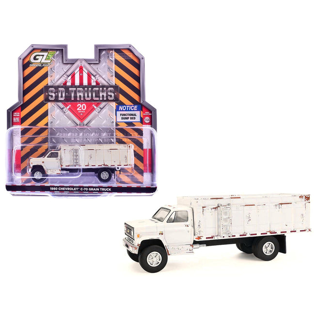 1980 Chevrolet C-70 Grain Truck White (Weathered) "S.D. Trucks" Series 20 1/64 Diecast Model by Greenlight-Greenlight-ModelCars.com