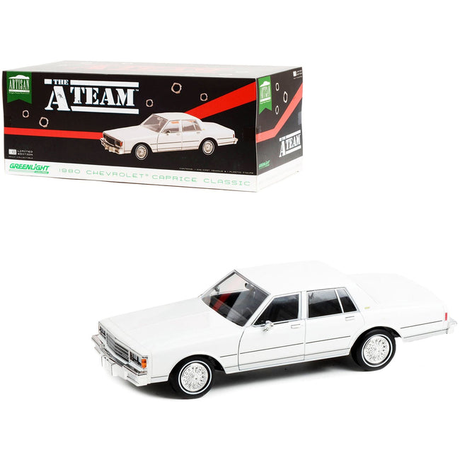 1980 Chevrolet Caprice Classic White "The A-Team" (1983-1987) TV Series "Artisan Collection" 1/18 Diecast Model Car by Greenlight-Greenlight-ModelCars.com