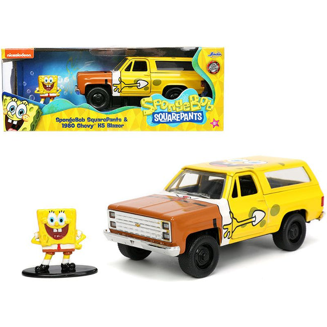 1980 Chevrolet K5 Blazer with SpongeBob SquarePants Diecast Figurine "Hollywood Rides" Series 1/32 Diecast Model Car by Jada - Jada - ModelCars.com