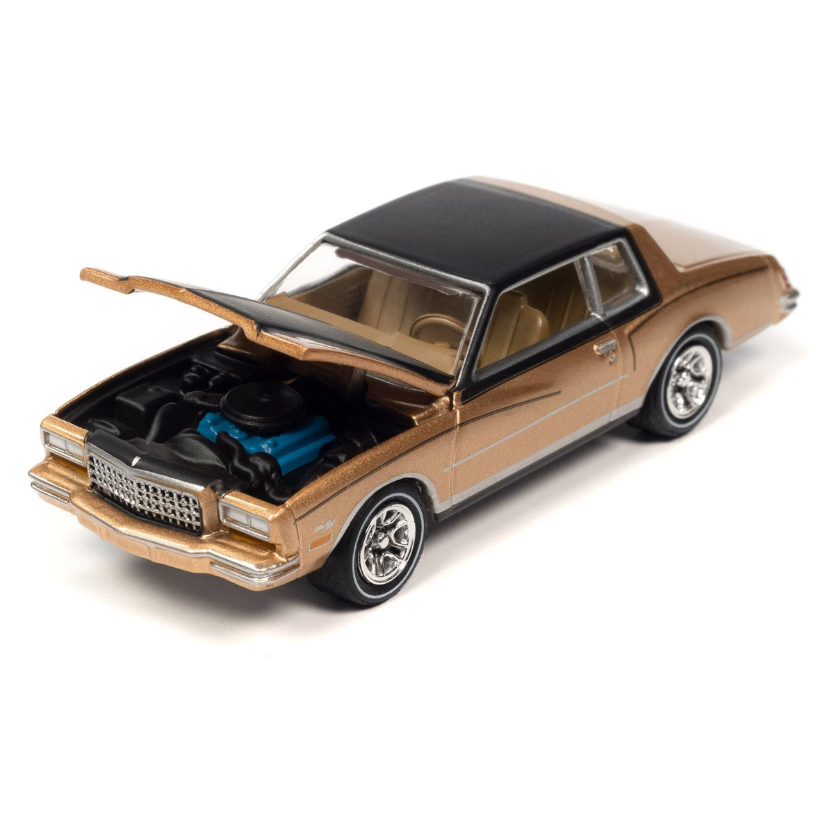 1980 Chevrolet Monte Carlo Light Camel Gold Metallic with Black Top and Hood Limited Edition to 3484 pieces Worldwide "OK Used Cars" 2023 Series 1/64 Diecast Model Car by Johnny Lightning - Johnny Lightning - ModelCars.com