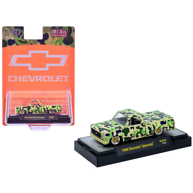 1980 Chevrolet Silverado Pickup Truck Camouflage Limited Edition to 7480 pieces Worldwide 1/64 Diecast Model Car by M2 Machines-M2-ModelCars.com
