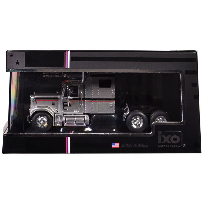 1980 GMC General Truck Tractor Silver Metallic with Black and Red Stripes 1/64 Diecast Model by IXO Models-IXO-ModelCars.com