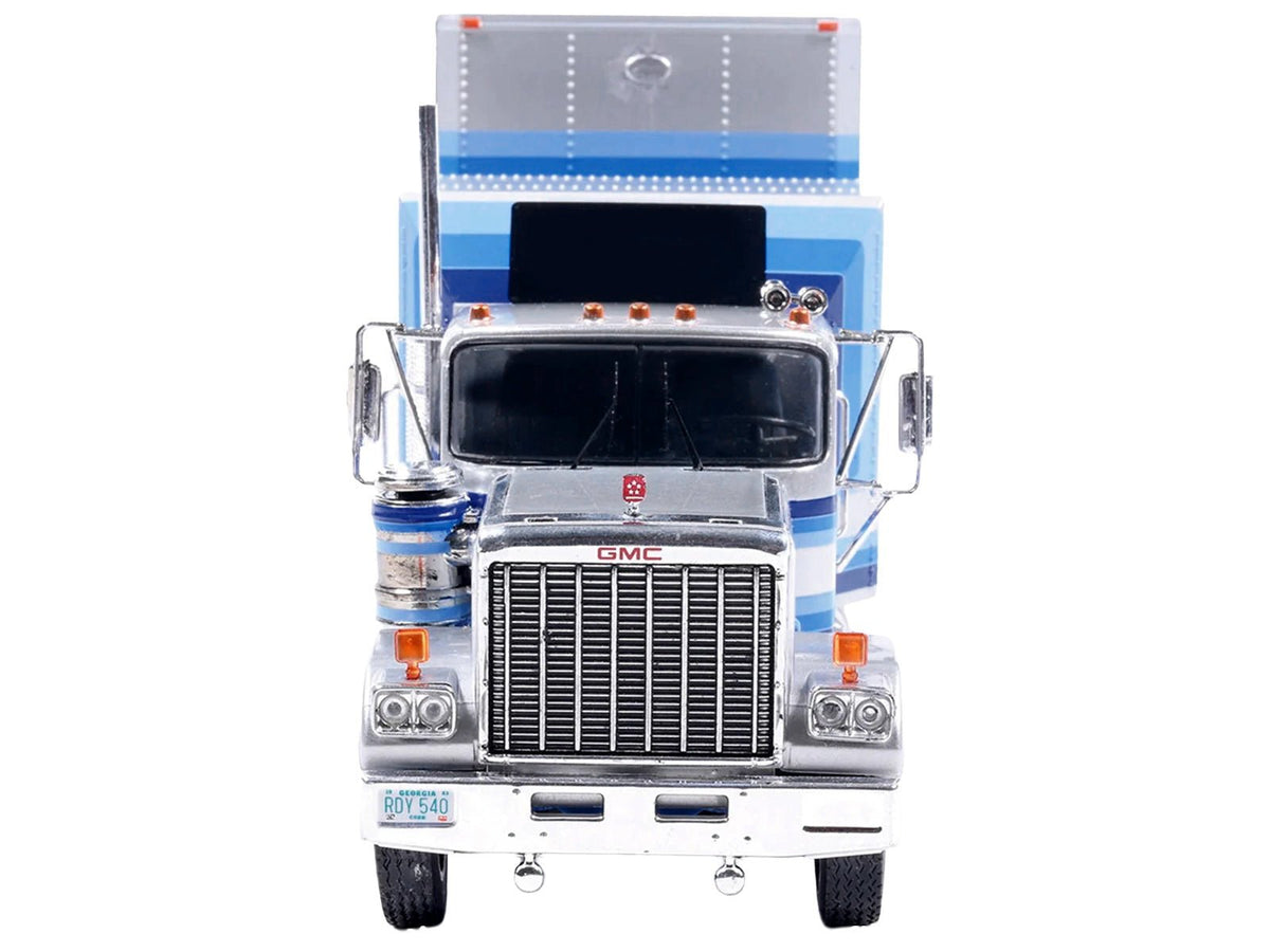 1980 GMC General Truck Tractor with Sleeper Cab and Trailer Silver Metallic with Blue Stripes 1/43 Diecast Model by IXO Models-IXO-ModelCars.com