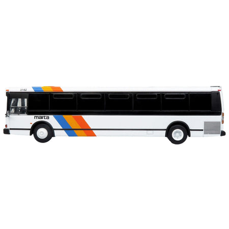 1980 Grumman 870 Advanced Design Transit Bus "MARTA Atlanta" White with Stripes "Vintage Bus & Motorcoach Collection" Limited Edition 1/87 (HO) Diecast Model by Iconic Replicas-Iconic Replicas-ModelCars.com