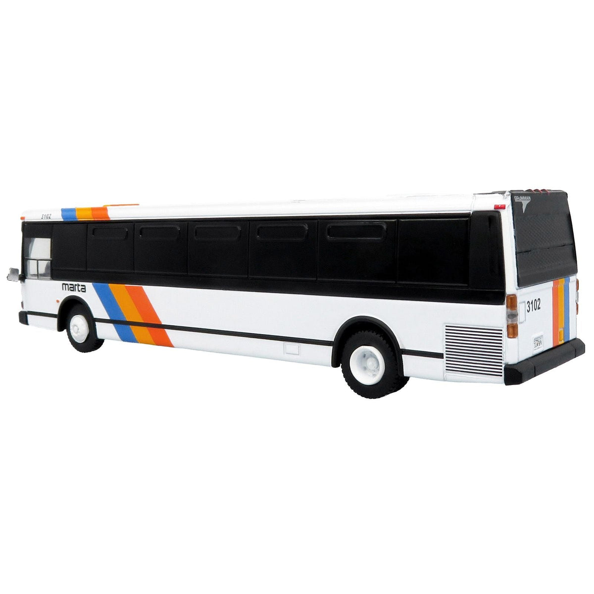 1980 Grumman 870 Advanced Design Transit Bus "MARTA Atlanta" White with Stripes "Vintage Bus & Motorcoach Collection" Limited Edition 1/87 (HO) Diecast Model by Iconic Replicas-Iconic Replicas-ModelCars.com