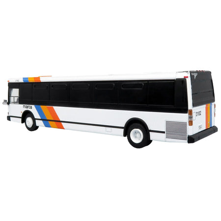 1980 Grumman 870 Advanced Design Transit Bus "MARTA Atlanta" White with Stripes "Vintage Bus & Motorcoach Collection" Limited Edition 1/87 (HO) Diecast Model by Iconic Replicas-Iconic Replicas-ModelCars.com