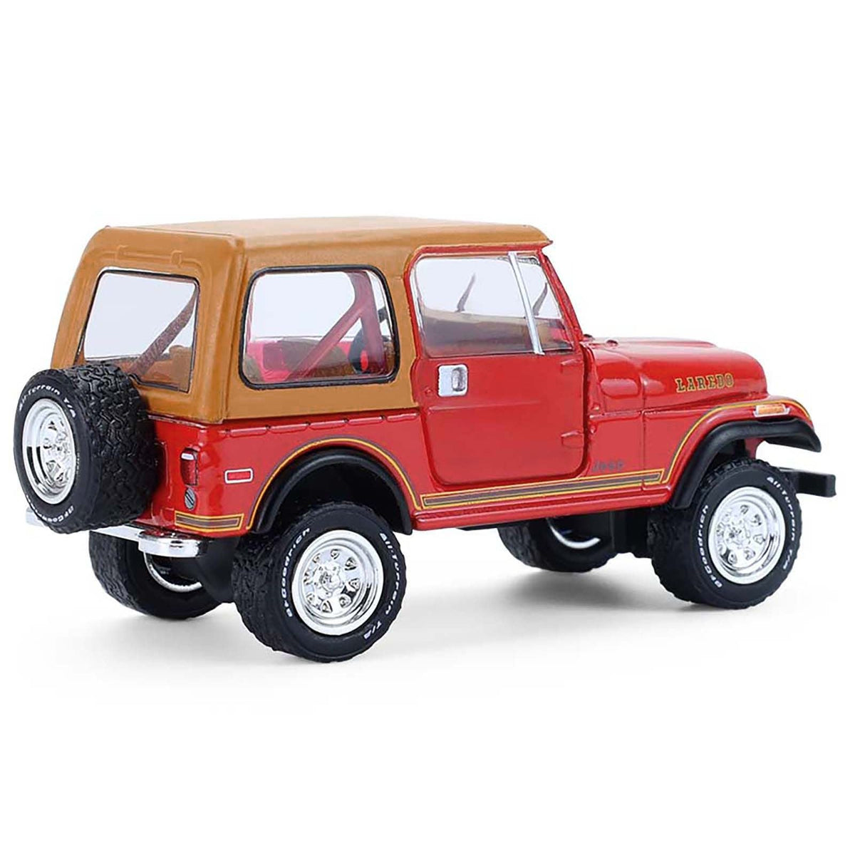 1980 Jeep CJ-7 Laredo Red with Tan Top "All Terrain" Series 17 1/64 Diecast Model Car by Greenlight-Greenlight-ModelCars.com
