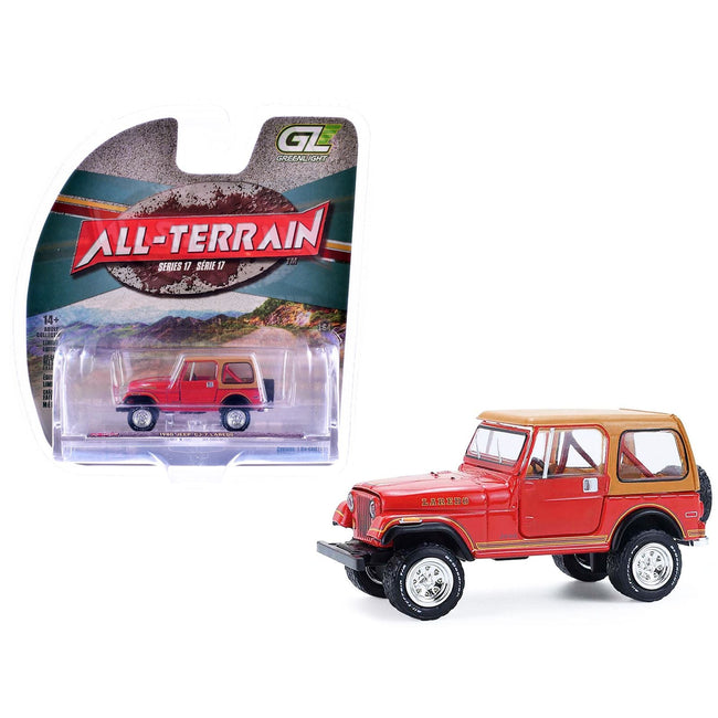 1980 Jeep CJ-7 Laredo Red with Tan Top "All Terrain" Series 17 1/64 Diecast Model Car by Greenlight-Greenlight-ModelCars.com